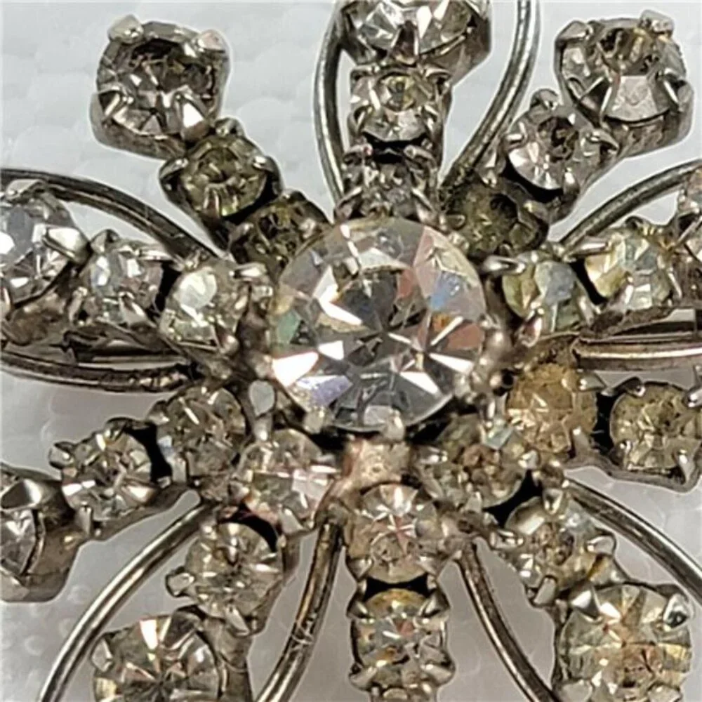 Vintage Signed Karu Arke Inc Austrian Crystal Flower Burst Brooch 35mm
